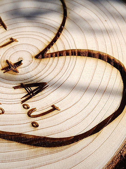 Custom Couple's Romantic Heart Rustic Wedding Gift Initials Engraved in a Tree Anniversary Cute Wood Carved Unique Present Table Decor - Personalized Milestone Medallion Detail