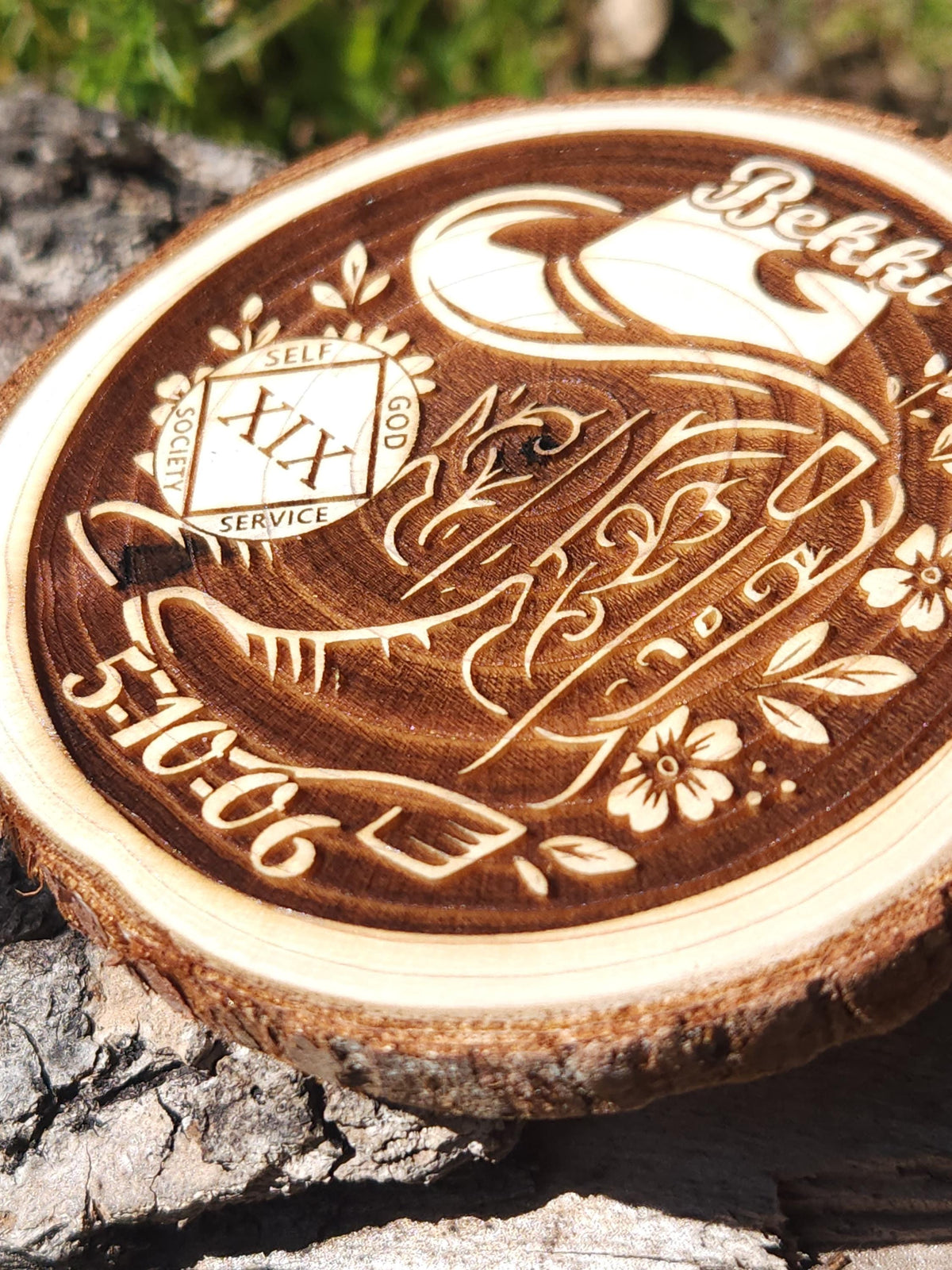 Wild at Heart Cowgirl personalized AA sobriety medallion front view
