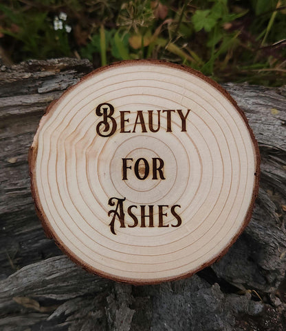 Phoenix Woman wood medallion natural grain detail