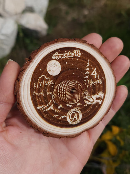 Armadillo recovery chip back with serenity prayer