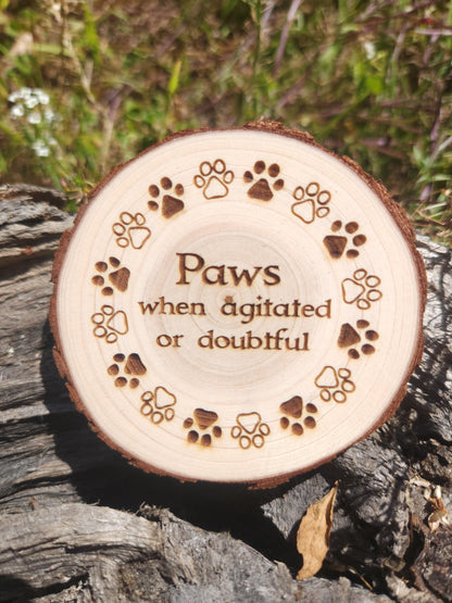 Fur Babies wood medallion natural grain detail