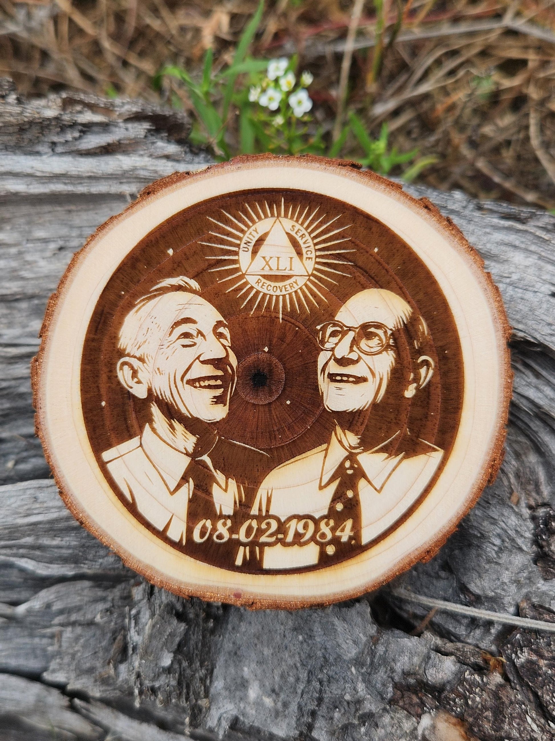 Thy Will Be Done Cross personalized AA sobriety medallion front view