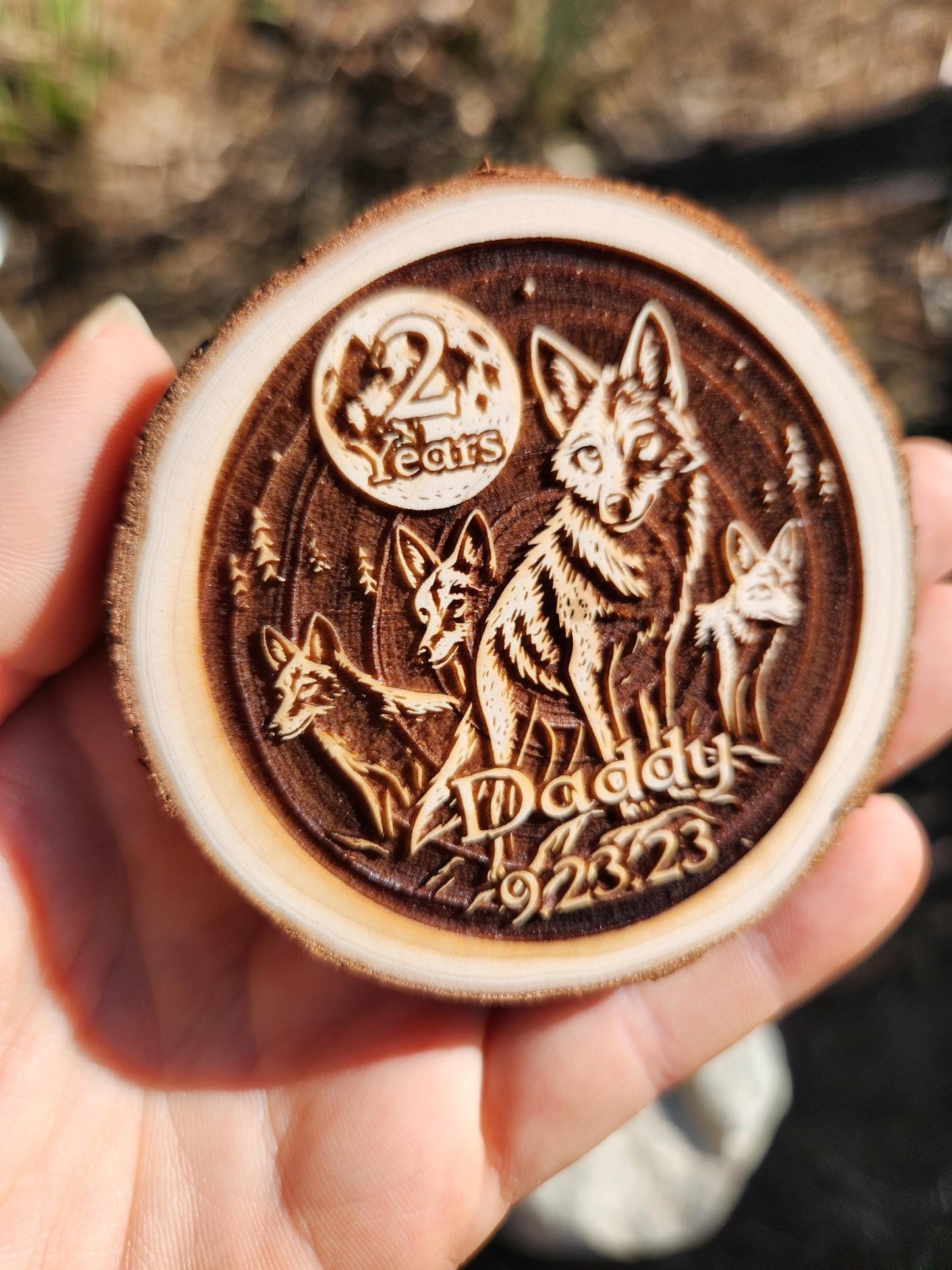 Leader of the Coyote Pack recovery chip back with serenity prayer