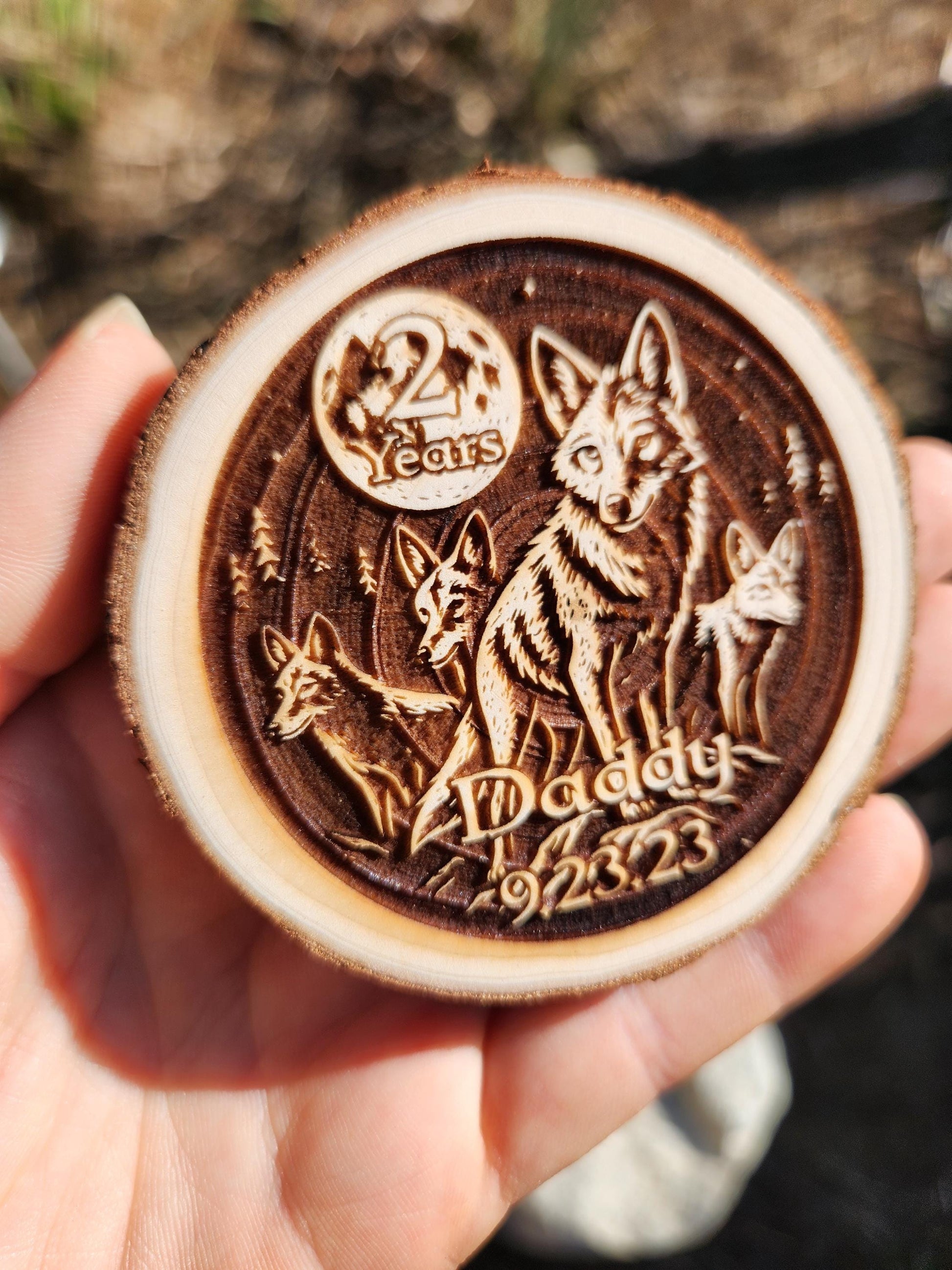 Leader of the Coyote Pack recovery chip back with serenity prayer