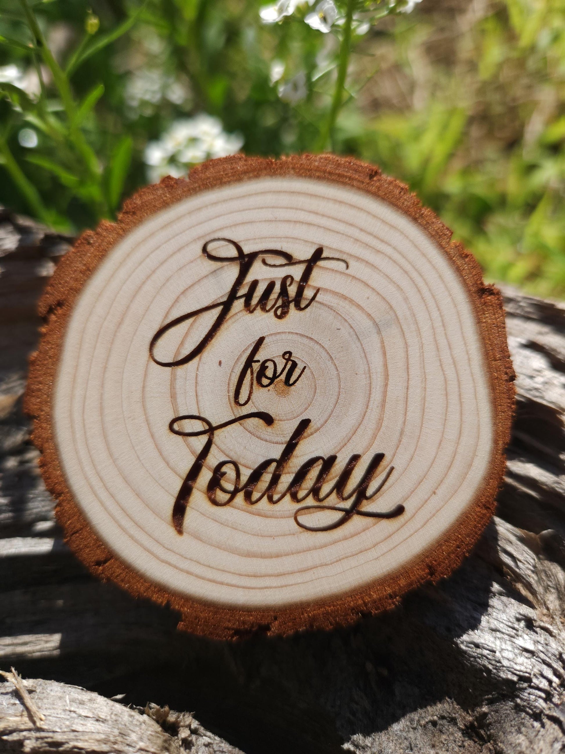 Sobriety Token with Bamboo & AA NA recovery gift with display stand