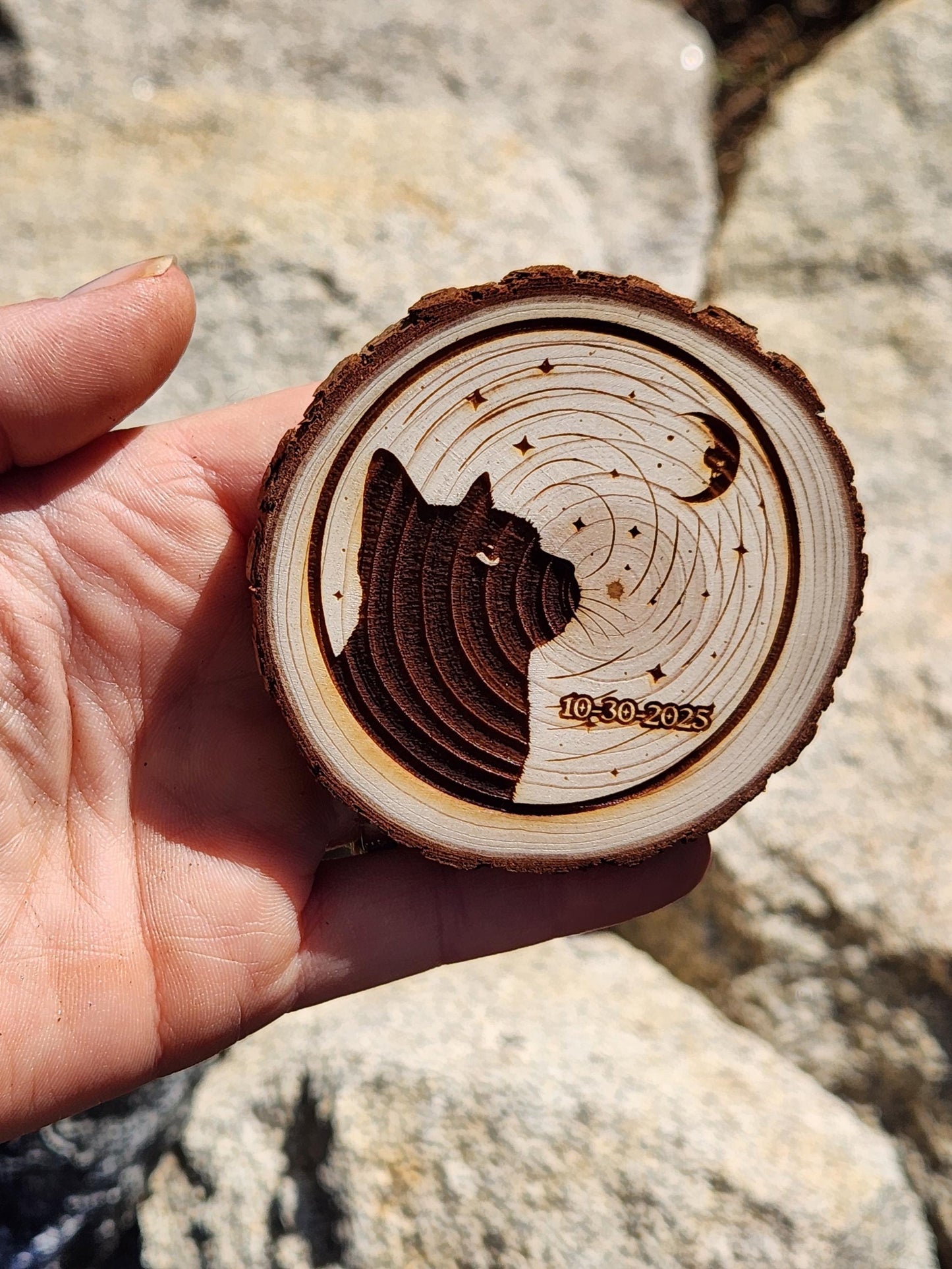 Sobriety Token: Black Cat Night personalized AA sobriety medallion front view