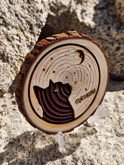 Sobriety Token: Black Cat Night recovery chip back with serenity prayer