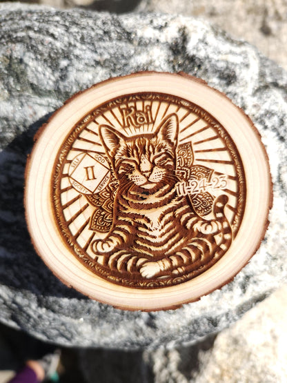Sobriety Coin: Peaceful Cat Engraved sobriety anniversary medallion engraved